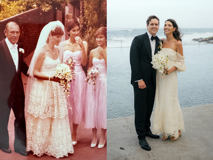 Vintage wedding dress makeover - before and after